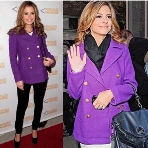 J. Crew Wool Blend Pea Coat Purple Size 0